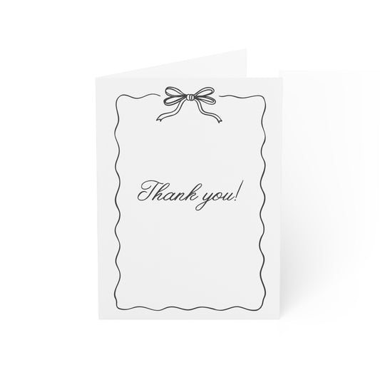 Thank You Greeting Cards — Elegant Bow Frame Note Cards (1/10/30/50 pcs)